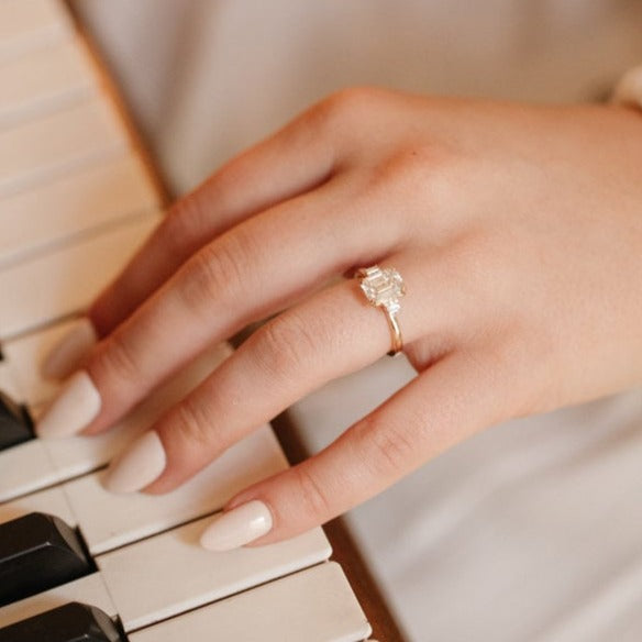 Emerald Cut Double Prong  Diamond Ring