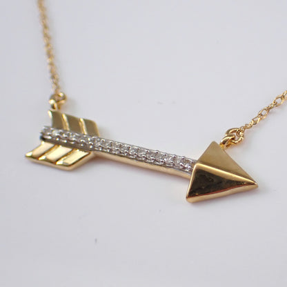 14k Gold Diamond Arrow Charm Pendant