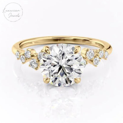 0.50 To 2.00 CT Round Cut Cluster Diamond Ring