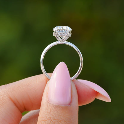 10K Oval Cut Diamond Hidden Halo Bridal Ring