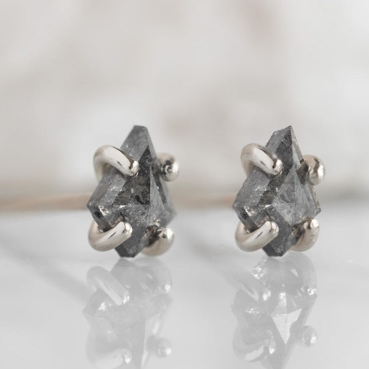 1.56 CT Kite Cut Salt And Pepper Stud Earrings