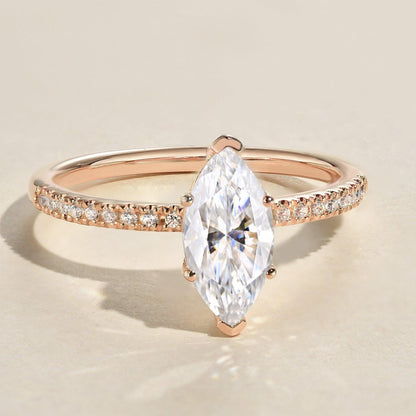 Marquise Cut Solitaire Accent Engagement Ring