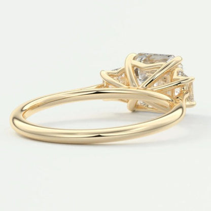 Asscher Cut Three Stone Lab Diamond Engagement Ring