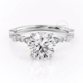 14K Round Cut Prong Set Solitaire Accent Ring
