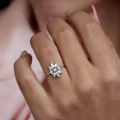 Marquise Lab Grown Floral Engagement Ring