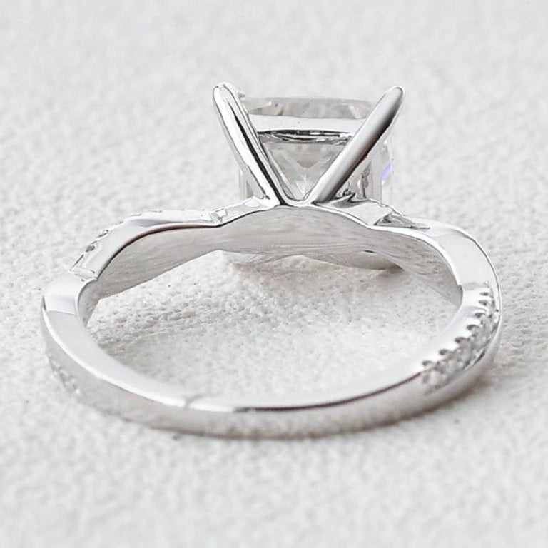 Princess Cut Diamond Half Eternity Twisted Ring