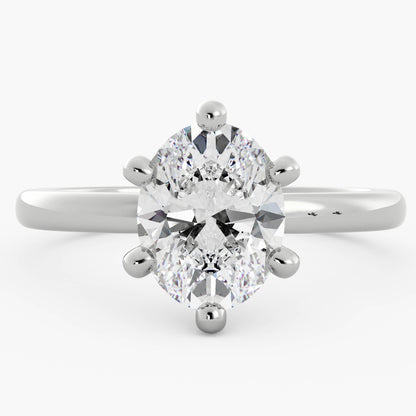 14K Oval Cut Prong Set Solitaire Diamond Ring