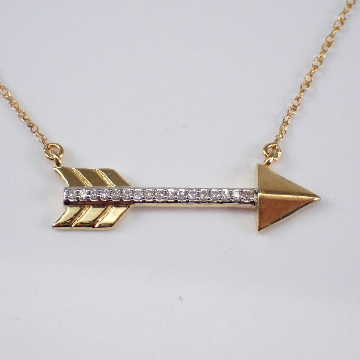 14k Gold Diamond Arrow Charm Pendant