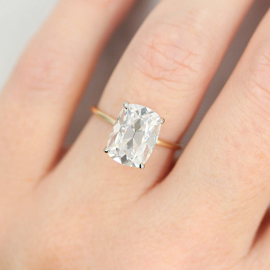 10K Elongated Old Mine Cushion Solitaire  Ring