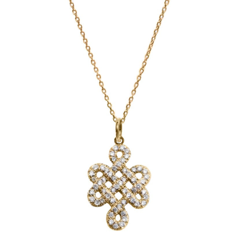 0.57 CT Tibetan Endless Love Knot Cluster Diamond Necklace