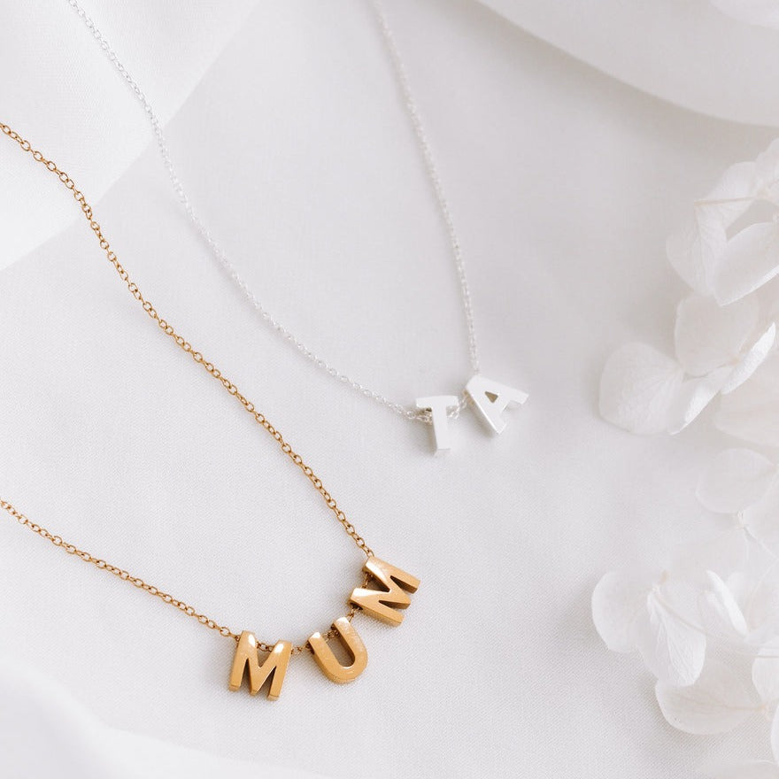 Mum Initial Monogram Necklace