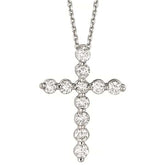 Black & White Diamond Cross Pendant Necklace