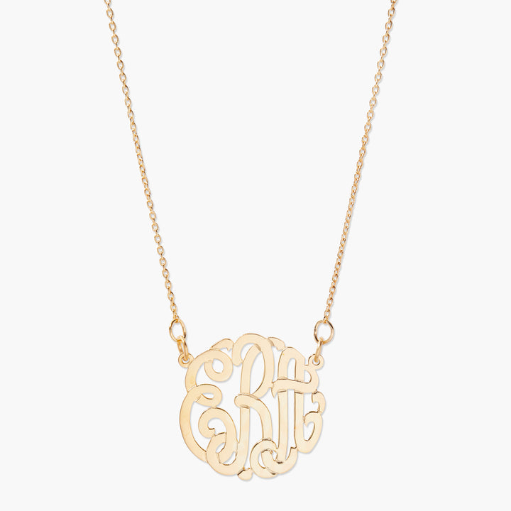 18K Solid Gold Initial Monogram Disc Necklace