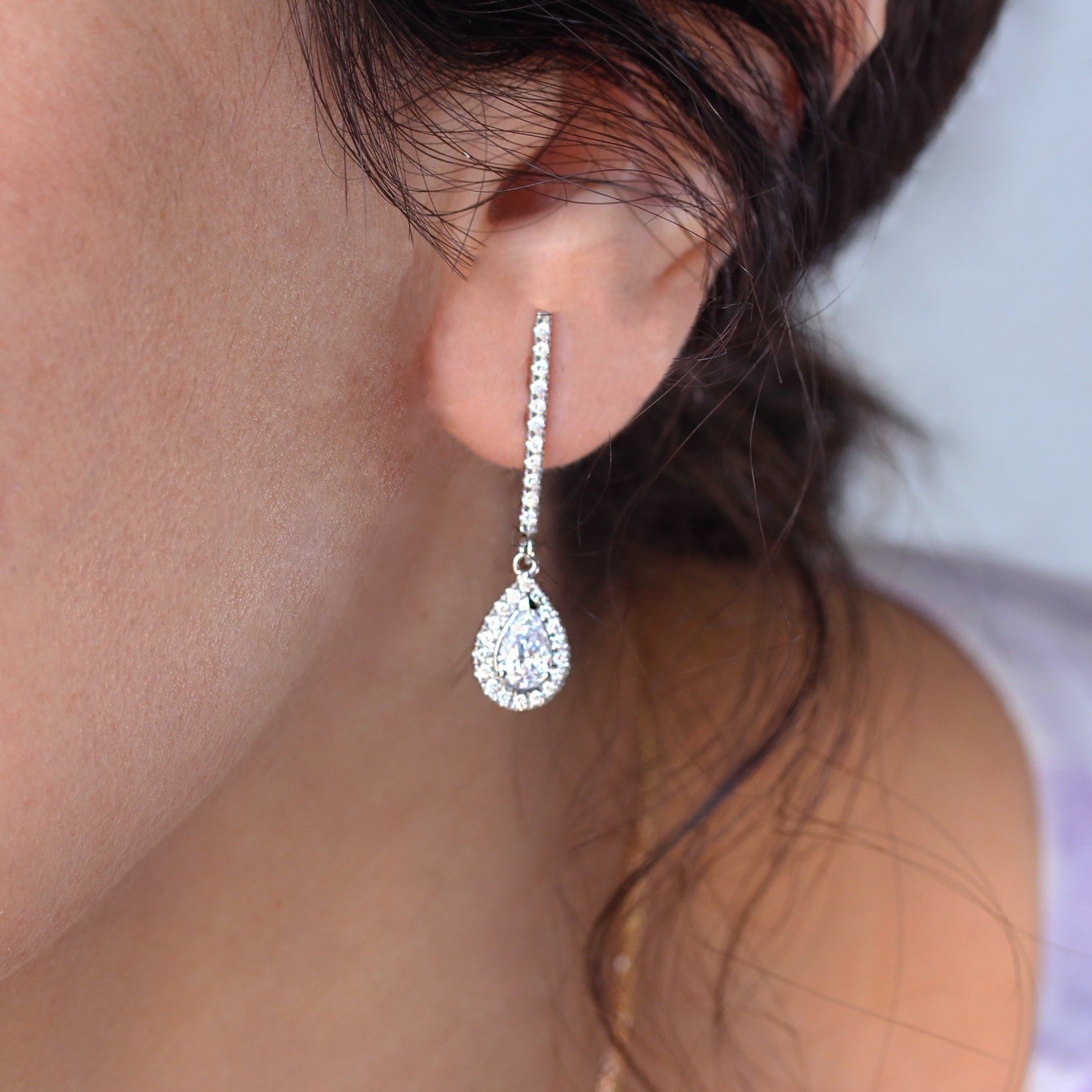 Pear Diamond Drop Dangle Earrings