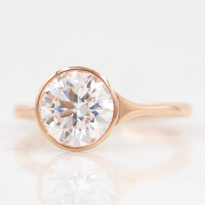 Brilliant Round Cut Bezel Set Engagement Ring