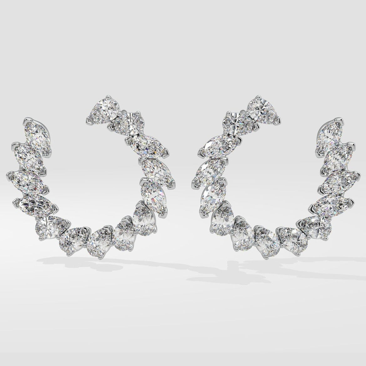 14k Marquise Hoop Earrings for Women