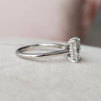 Radiant Cut Hidden Halo Engagement Ring