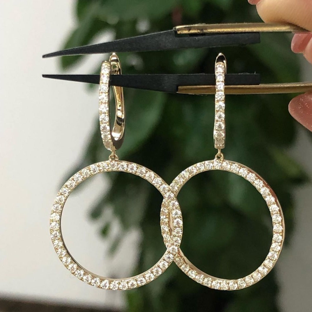 Round Cut Moissanite Hoop Earrings