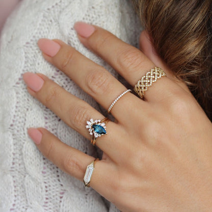 Blue Sapphire Marquise Cut Vintage Gemstone Ring