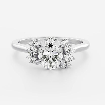 1.80 CT Cluster Accent Oval Moissanite Ring