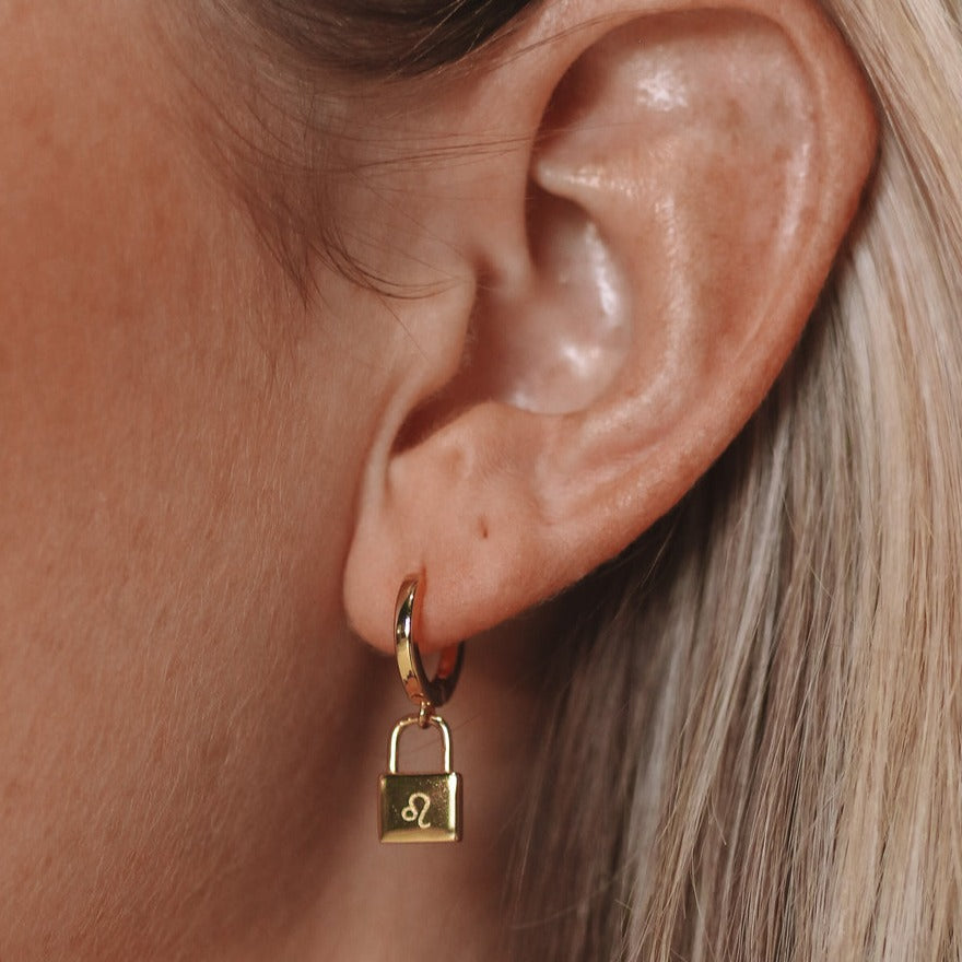 Huggie Padlock Monogram Hoop Earrings