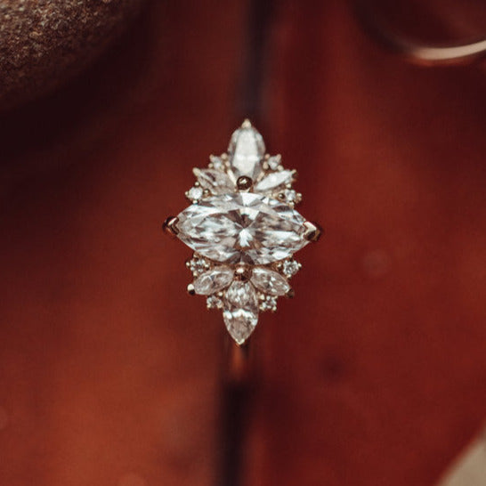 Marquise Cut Cluster Engagement Ring