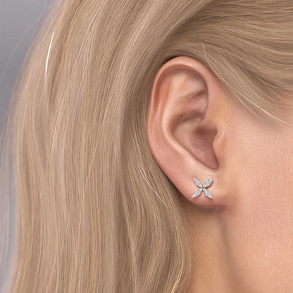 Four Leaf Round Cut Clover Stud Earrings