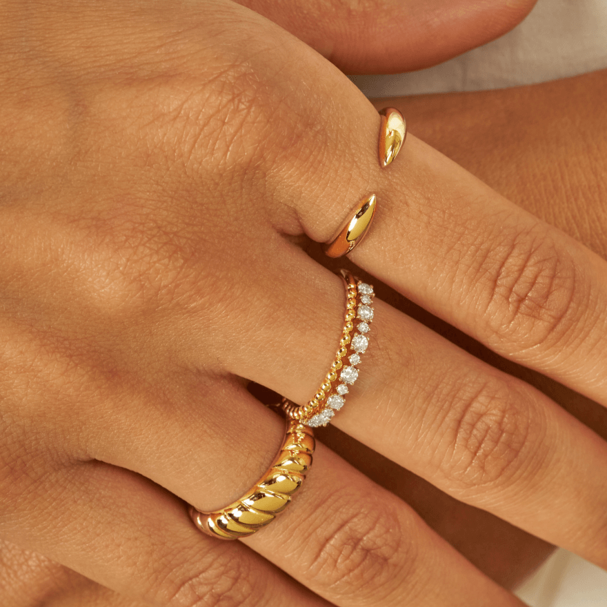 Solid Gold Minimalist Open Claw Stackable Ring