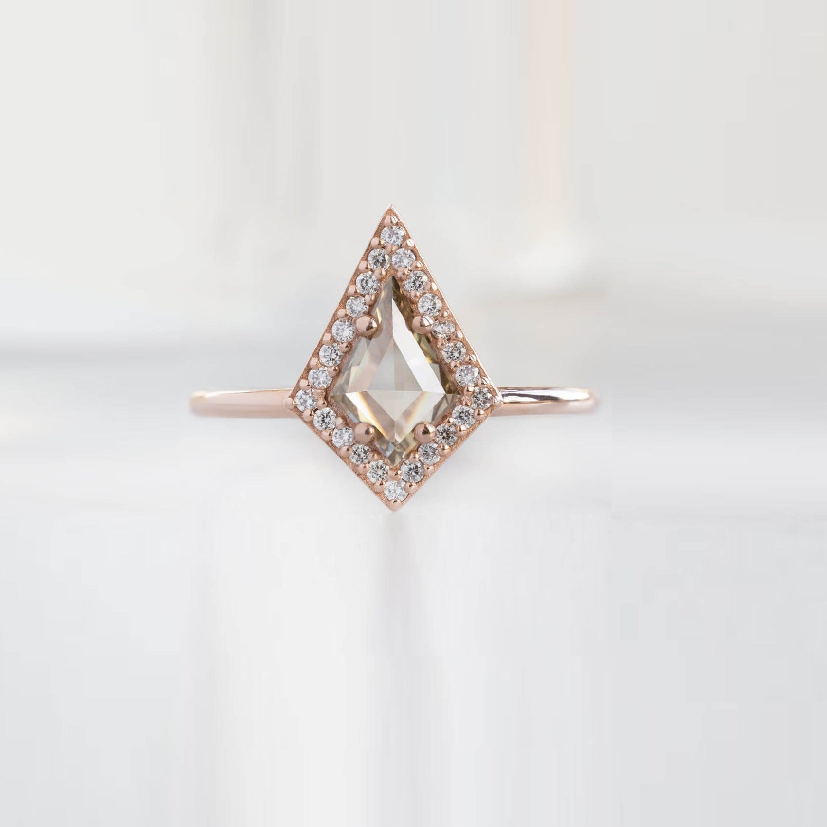 Kite Shaped Salt And Pepper Diamond Ring