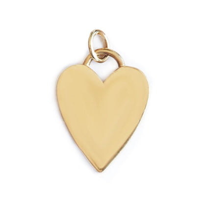 14K Solid Yellow Gold Heart Charm Necklace