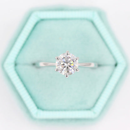 Round Cut Pinched Solitaire Diamond Ring