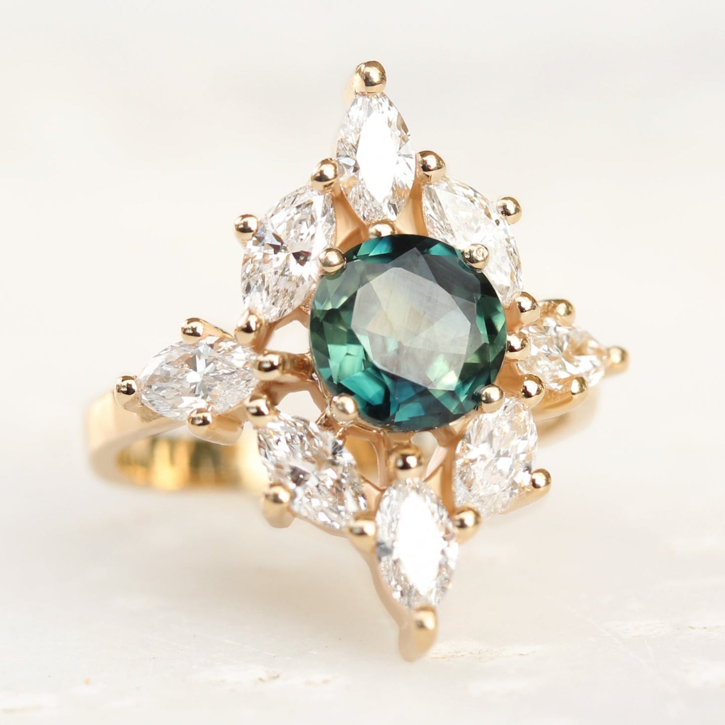 0.50-2.00 CT Green Gemstone Art Deco Diamond Ring