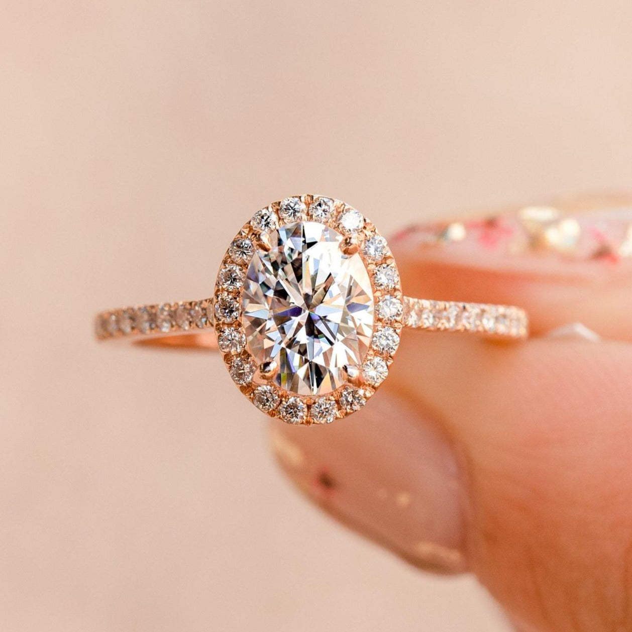 Oval Cut Hidden Halo  Ring