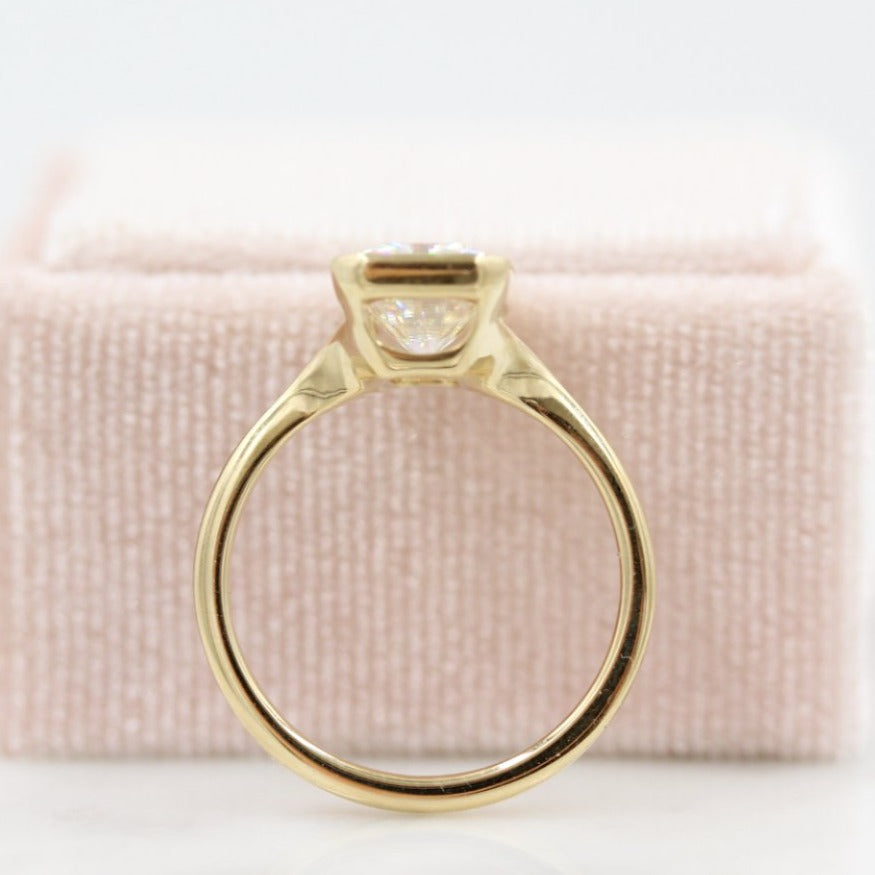 14K Gold Radiant Cut Bezel Set Solitaire Ring