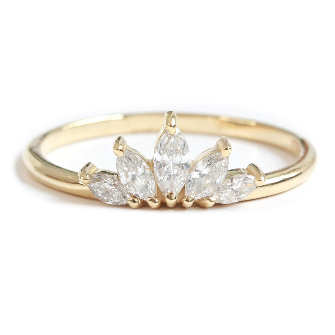 Marquise Cut Curved Engagement Ring
