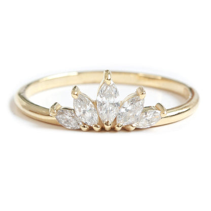 Marquise Cut Curved Engagement Ring