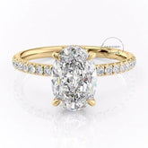 Oval Cut Hidden Halo Set Diamond Wedding Ring