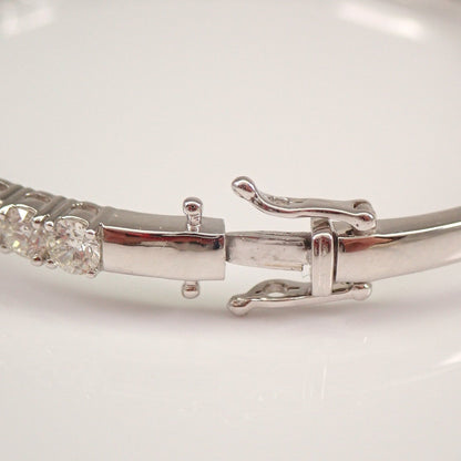 10K White Gold Round Cut Half Eternity Bangle