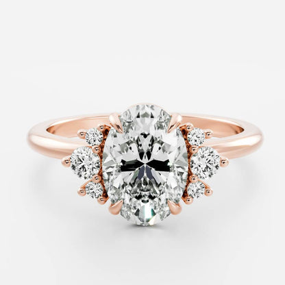 3.00 CT Oval Lab Diamond Solitaire Accent Ring