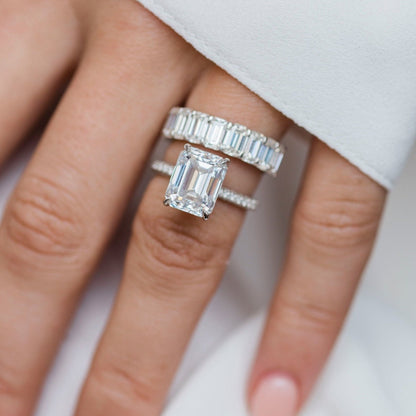 Emerald Cut Moissanite Diamond Ring