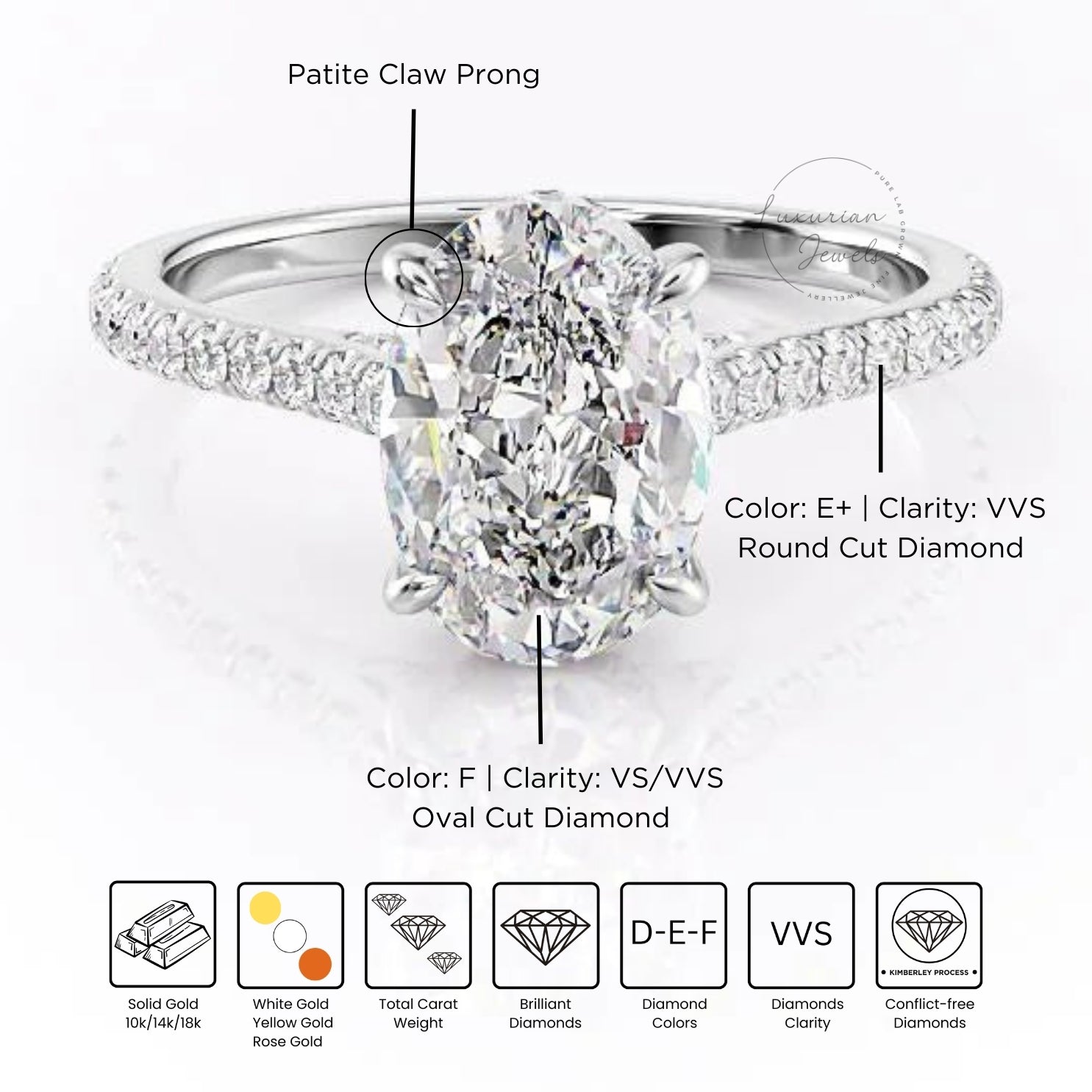 Oval Cut Diamond Hidden Halo Cathedral Ring