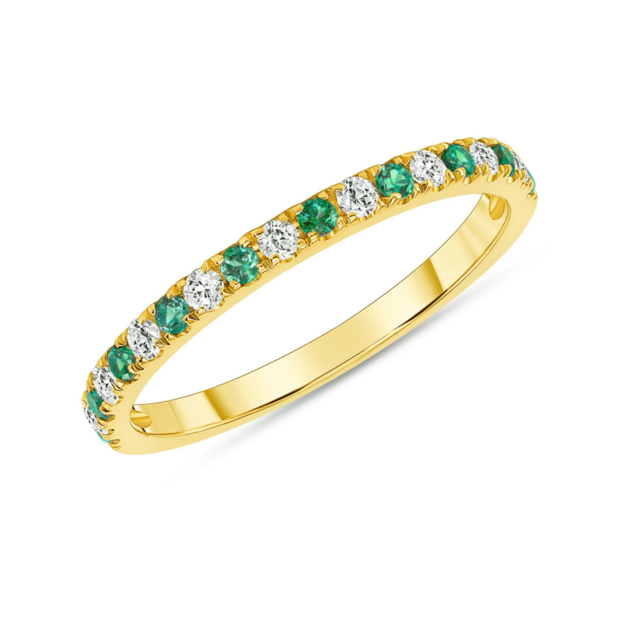 Unique Diamond & Emerald Eternity Wedding Band