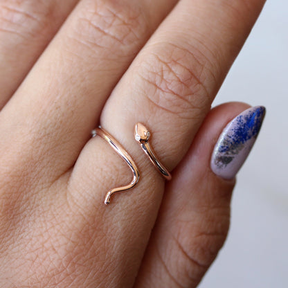 14K Solid Gold Minimal Snake Wrap Ring