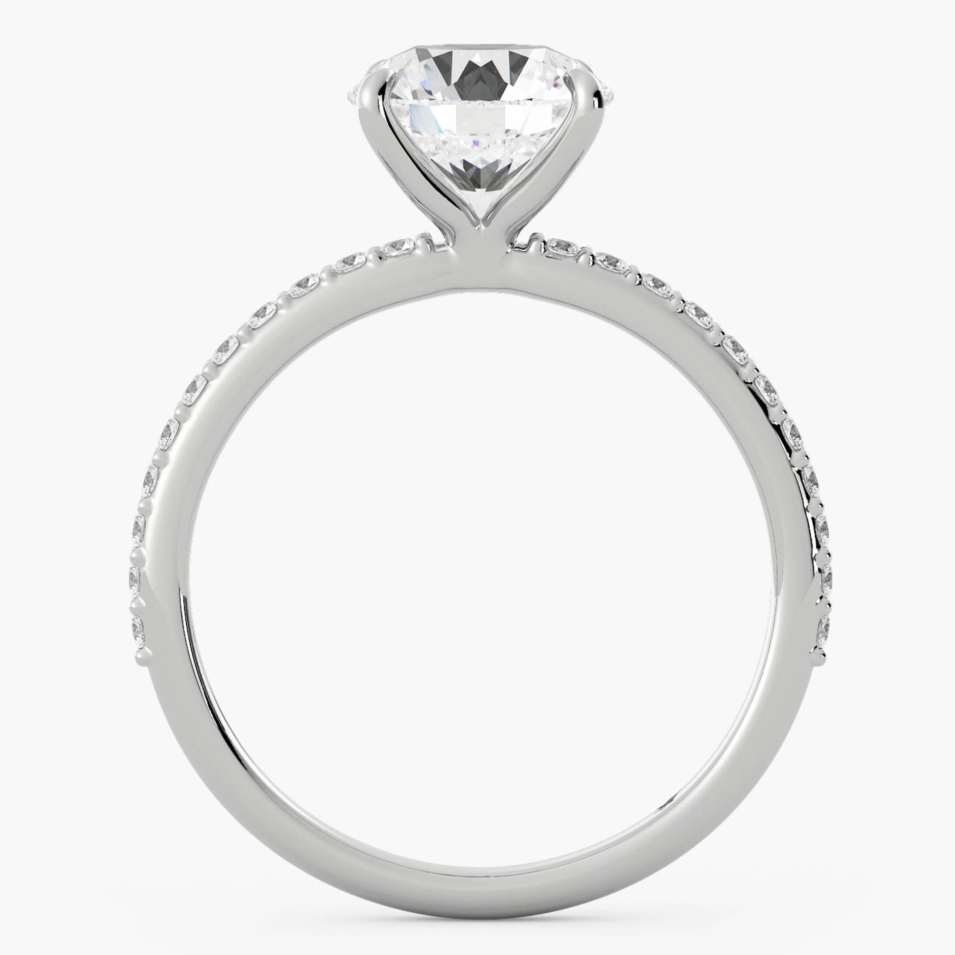  Round Cut Half Eternity Pave Set Ring