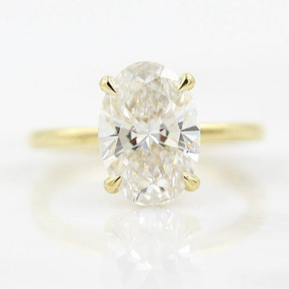 Oval Cut Cathedral Style Moissanite Diamond Ring