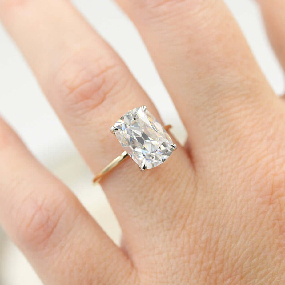 10K Elongated Old Mine Cushion Solitaire  Ring