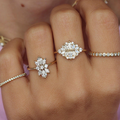 Minimalist Flower Cluster Diamond Ring