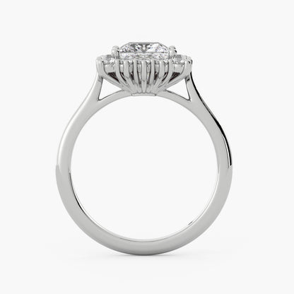 14k Princess Cut Halo Cathedral Vintage Ring