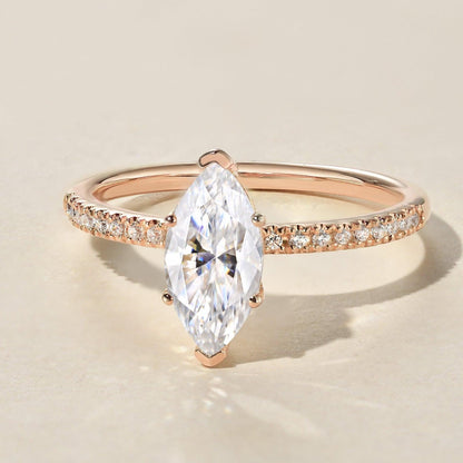 Marquise Cut Solitaire Accent Engagement Ring