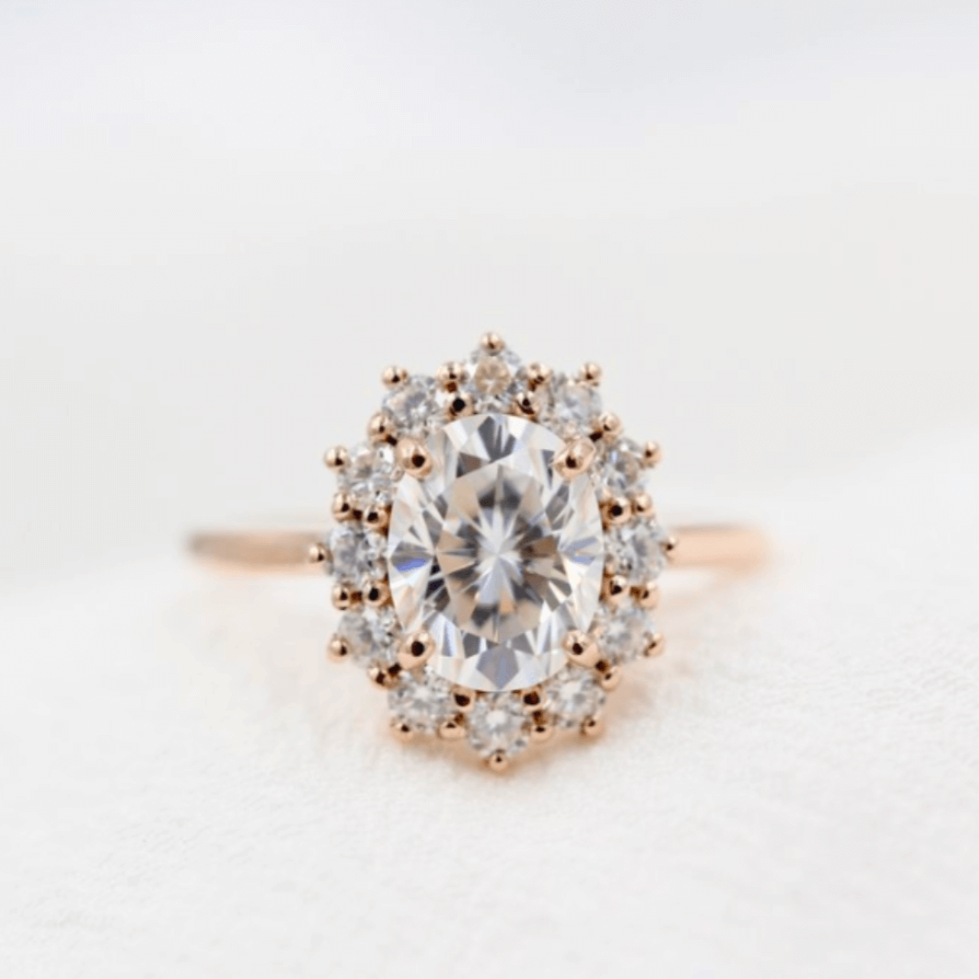 Oval Cut Lab Diamond Halo Wedding Ring